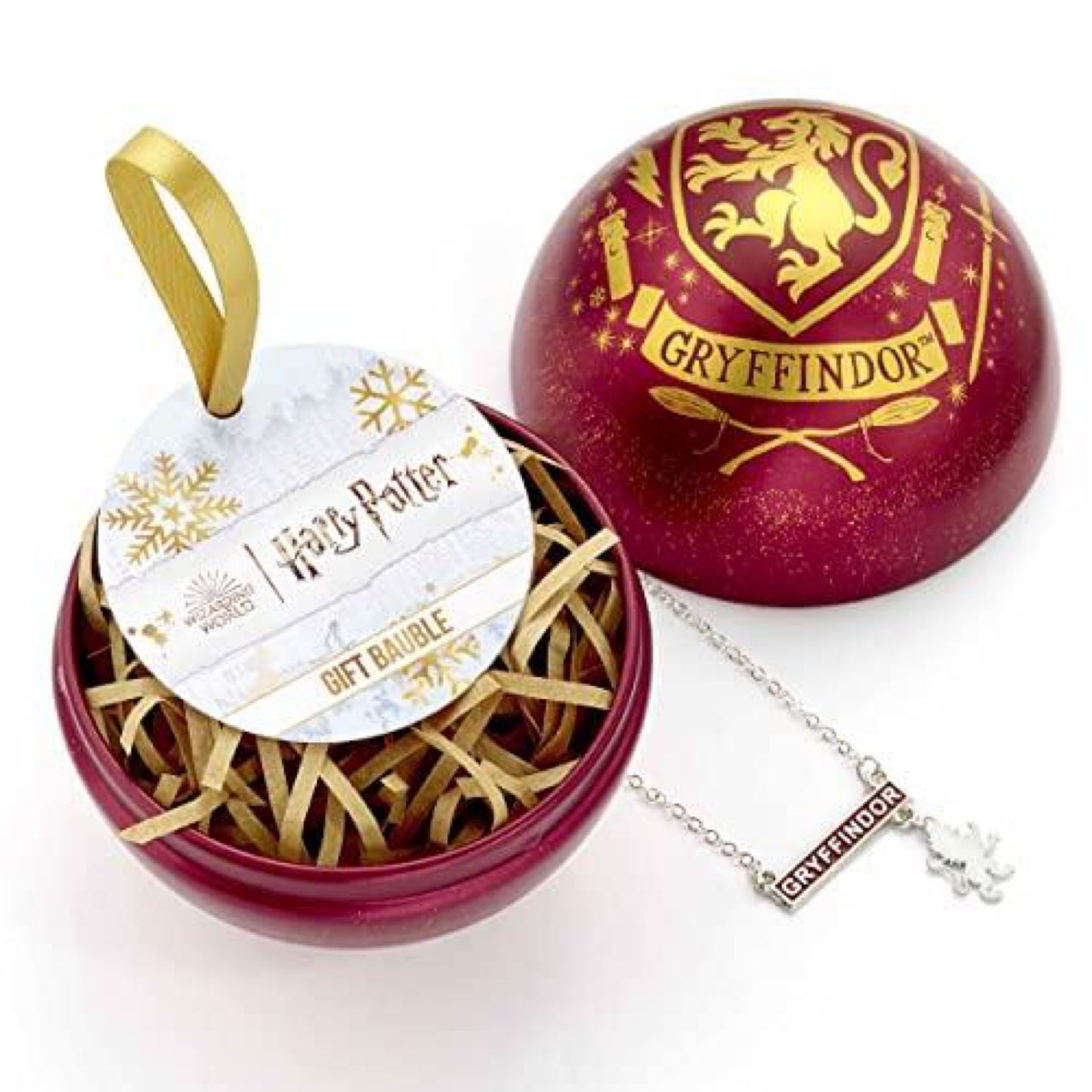 Gryffindor Christmas Tin Bauble with Necklace Gift Set