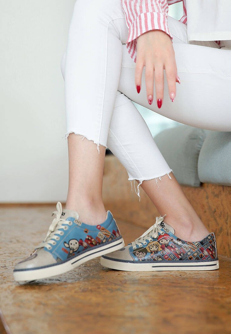 Chibi Harry Potter Women's Vegan Leather Turquoise Sneakers