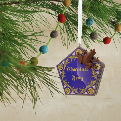 Lifestyle image of Chocolate Frog Christmas Ornament.