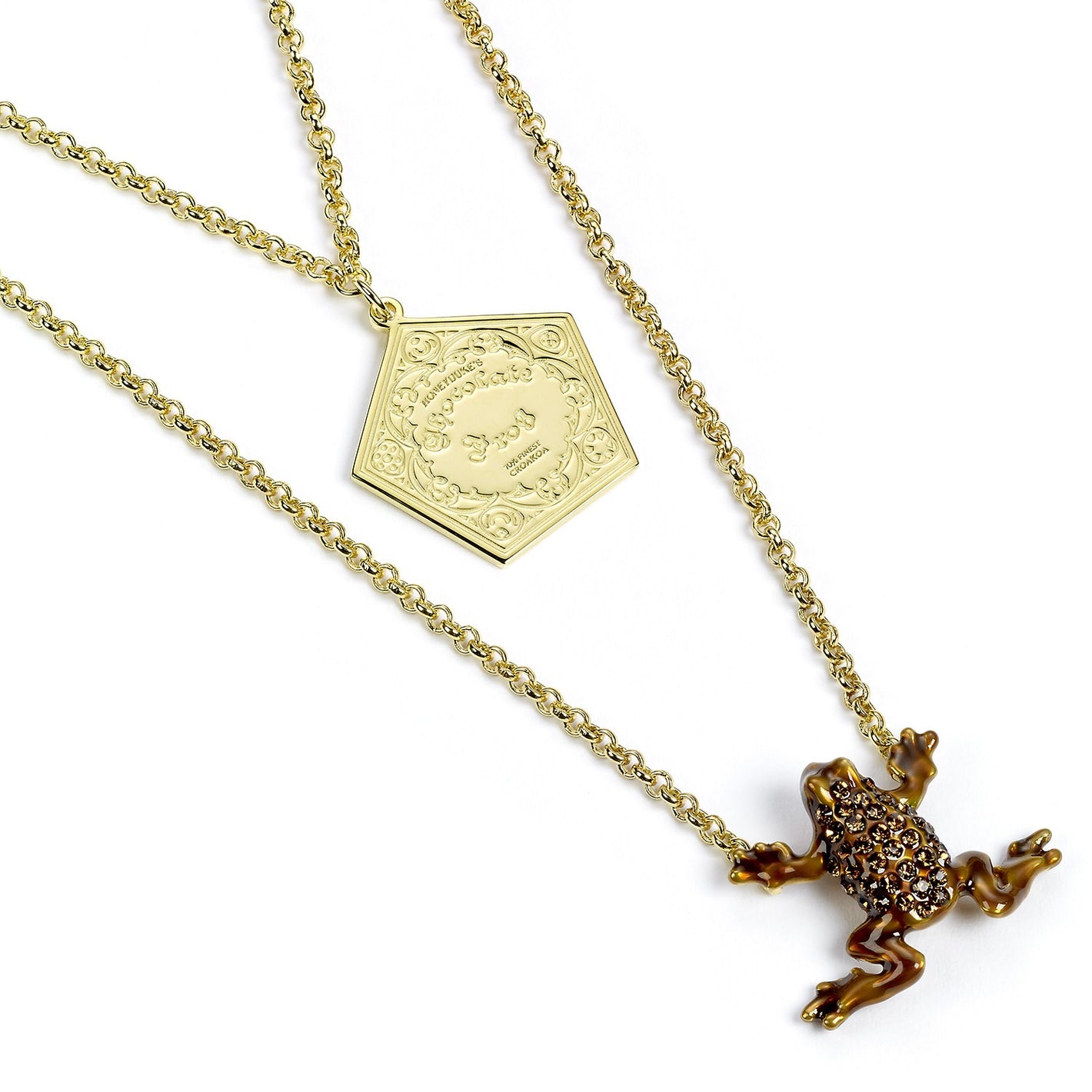 Chocolate Frog Necklace - Gold Plated Sterling Silver Embellished with Crystals