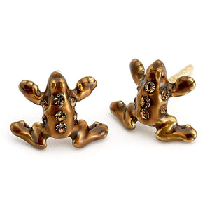 Chocolate Frog Sterling Silver Stud Earrings with Swarovski Crystals
