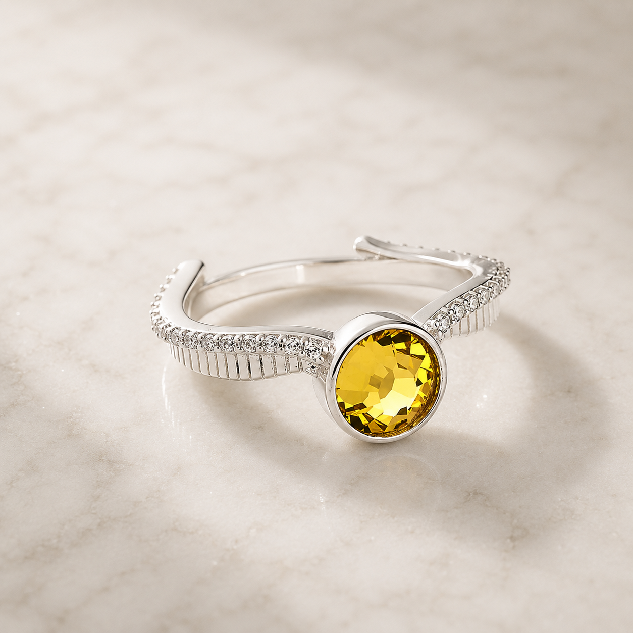 Golden Snitch Ring - Sterling Silver Embellished with Crystals