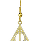 Deathly Hallows Drop Earrings - Gold Plated Sterling Silver Embellished with Crystals