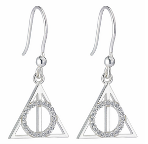 Deathly Hallows Drop Earrings - Sterling Silver Embellished with Crystals