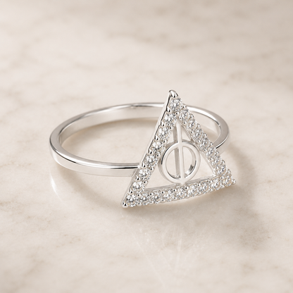 Deathly Hallows Sterling Silver Ring with Crystals