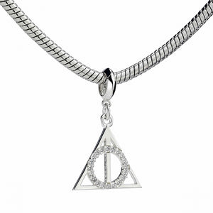 Deathly Hallows Slider Charm - Sterling Silver Embellished with Crystals