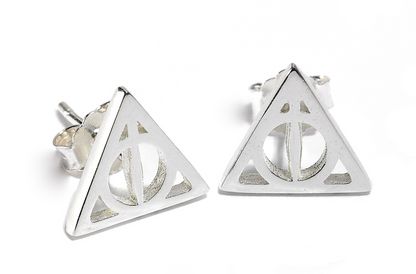 Deathly Hallows Stud Earrings - Sterling Silver