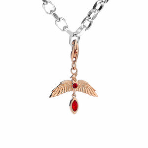 Sterling Silver Fawkes Rose Gold Plated Clip on charm with Crystals