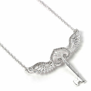 Flying Key Necklace - Sterling Silver Embellished with Crystals
