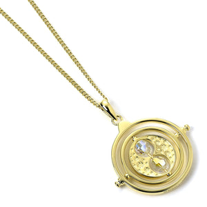 Gold Plated Sterling Silver Time Turner Necklace with Crystals