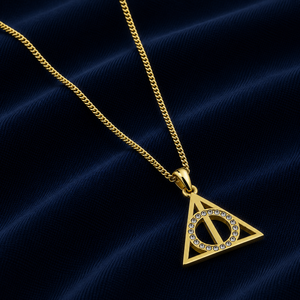 Deathly Hallows Necklace - Gold Plated Sterling Silver with Crystals
