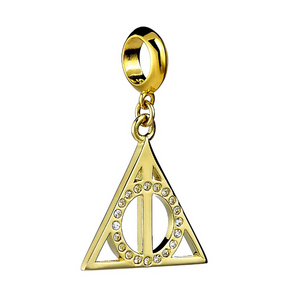 Deathly Hallows Slider Charm - Gold Plated Sterling Silver Embellished with Crystal