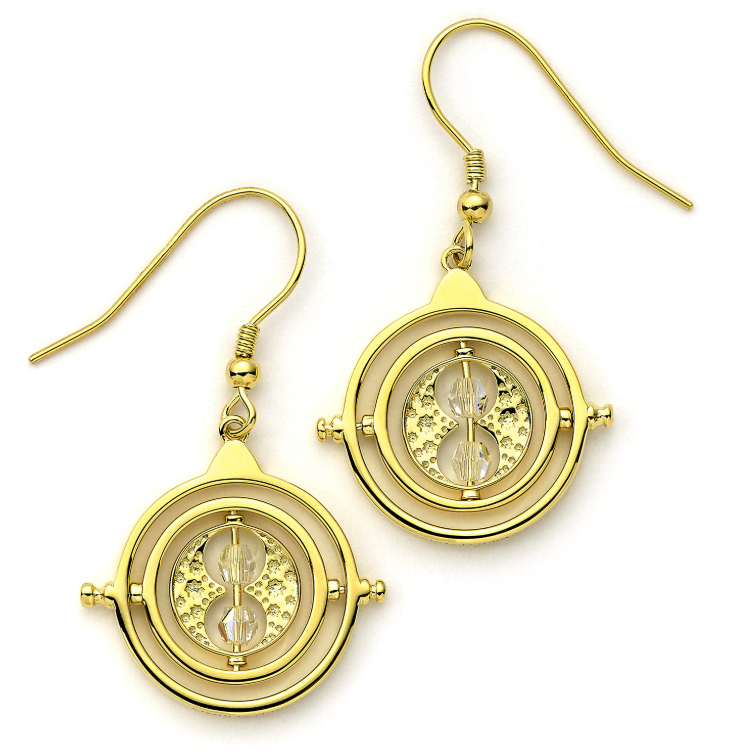 Time Turner Drop Earrings - Gold Plated Sterling Silver Embellished with Crystals