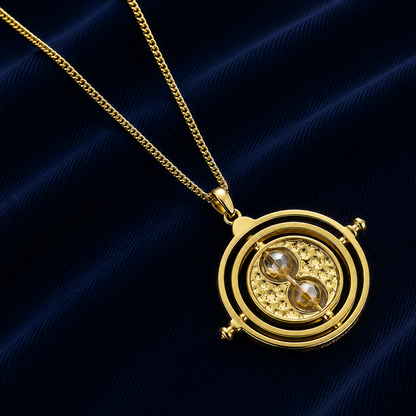 Time Turner Necklace - Gold Plated Sterling Silver Embellished with Crystals