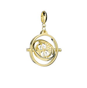 Time Turner Slider Charm - Gold Plated Sterling Silver Embellished with Crystals