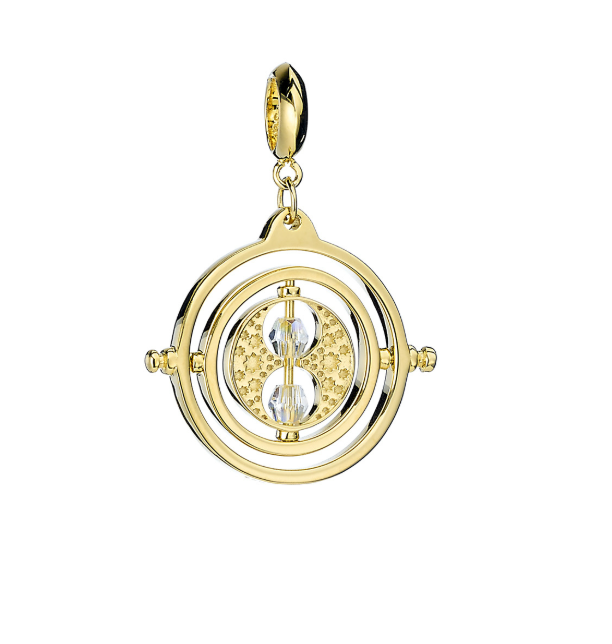 Time Turner Slider Charm - Gold Plated Sterling Silver Embellished with Crystals