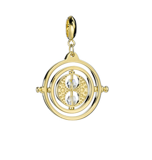 Time Turner Slider Charm - Gold Plated Sterling Silver Embellished with Crystals