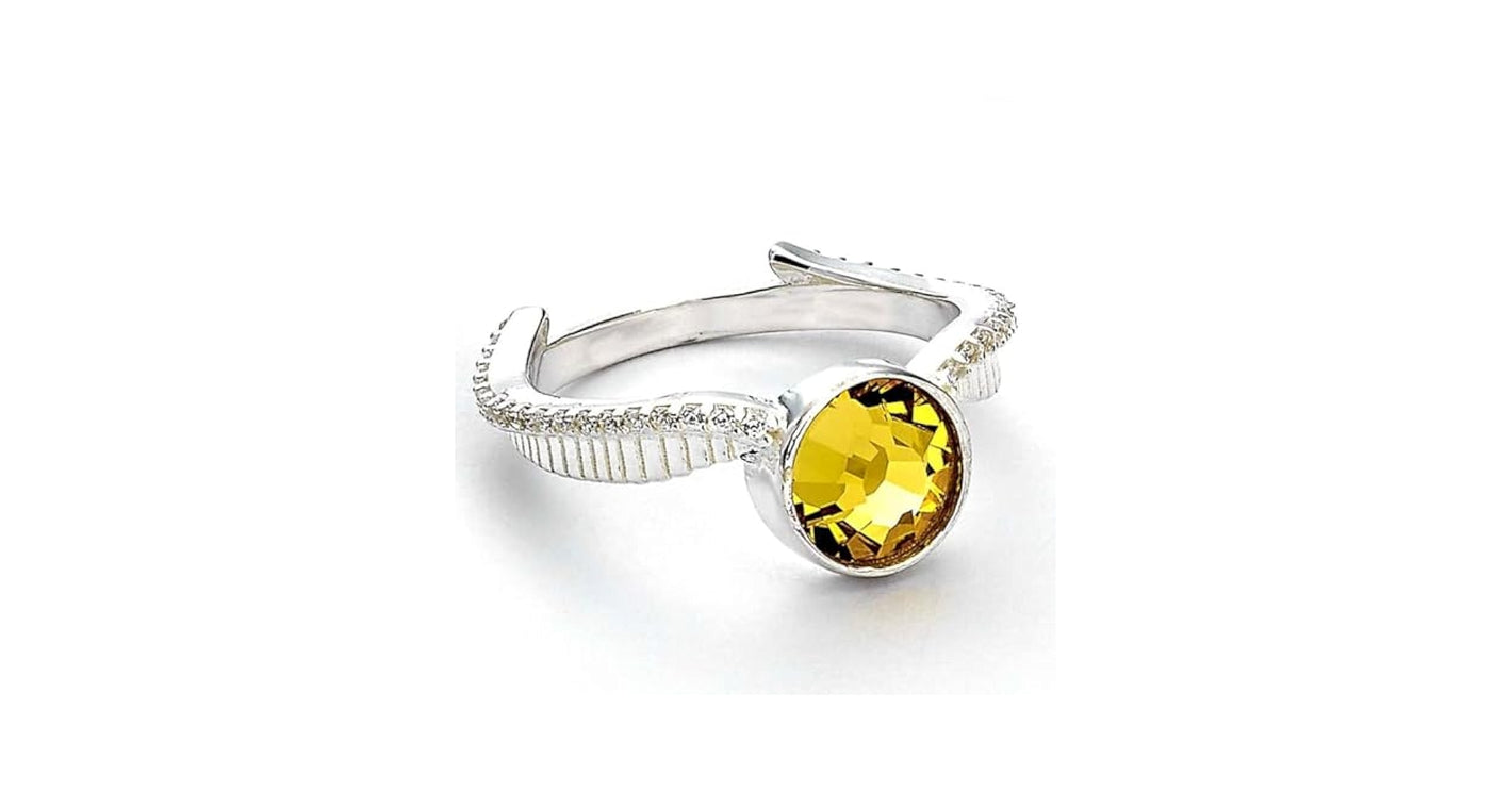 Golden Snitch Sterling Silver Ring with Crystals