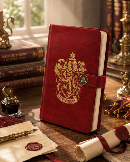 Gryffindor Notebook with Deathly Hallows Clasp