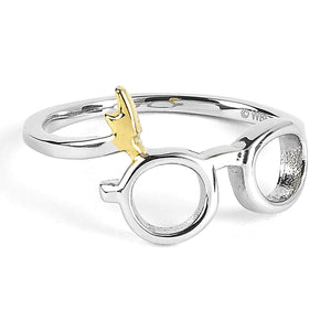Harry Potter Glasses and Lightning Bolt Ring - Sterling Silver with Gold Plating