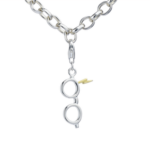 Harry Potter Glasses with Lightning Bolt Clip Charm - Sterling Silver