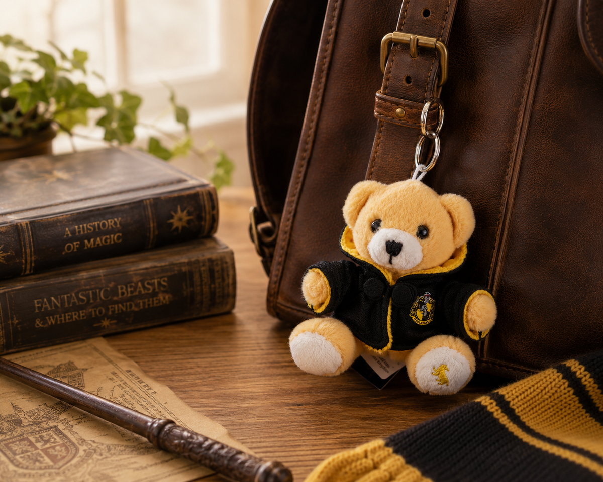 Lifestyle image of Hufflepuff Teddy Bear Keyring