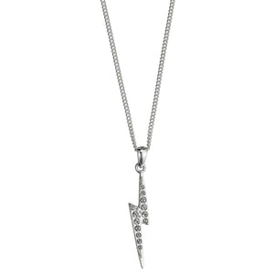 Lightning Bolt Necklace - Sterling Silver Embellished with Crystals