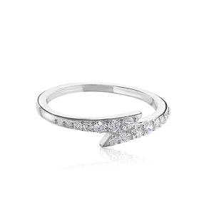 Lightning Bolt Sterling Silver Ring with Crystals