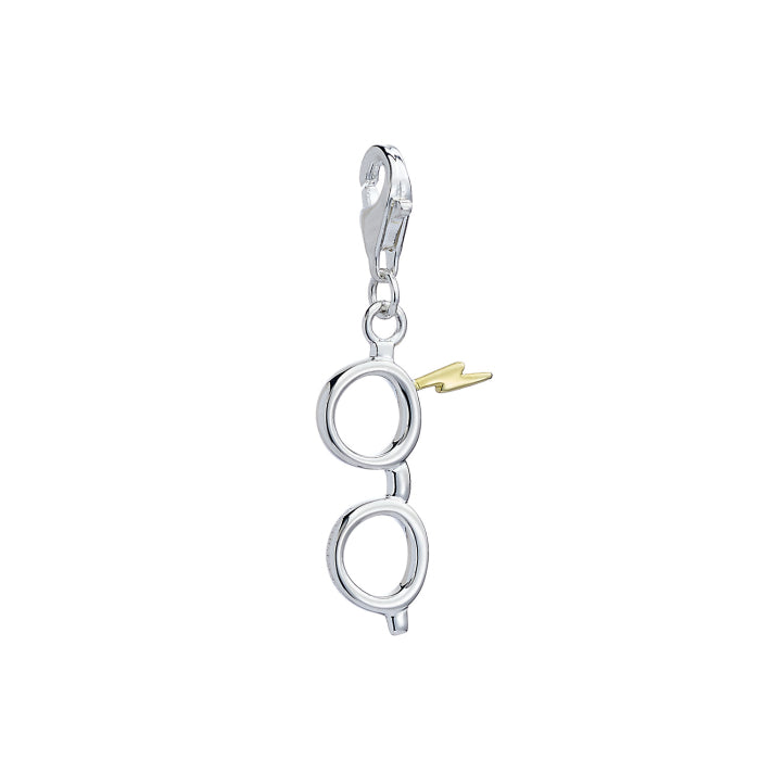 Lightning Bolt with Glasses Sterling Silver Clip On Charm