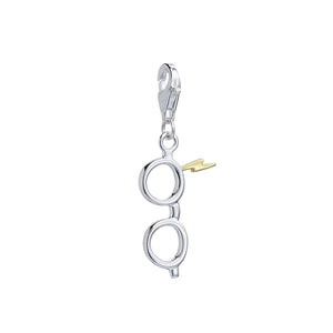 Lightning Bolt with Glasses Sterling Silver Clip On Charm