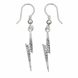 Lightning Bolt Sterling Silver Earrings with Crystals