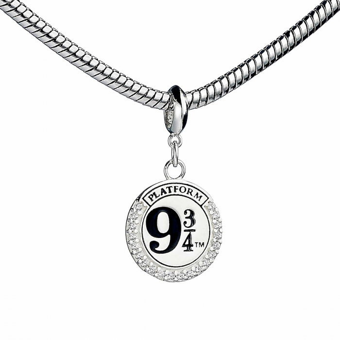 Platform 9 3/4 Slider Charm - Sterling Silver Embellished with Crystals