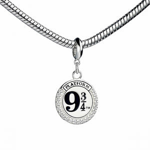 Platform 9 3/4 Slider Charm - Sterling Silver Embellished with Crystals