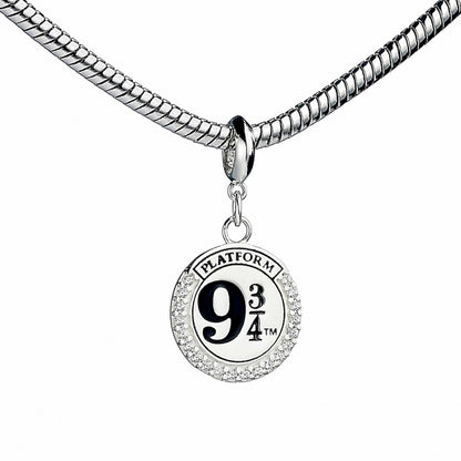 Platform 9 3/4 Slider Charm - Sterling Silver Embellished with Crystals