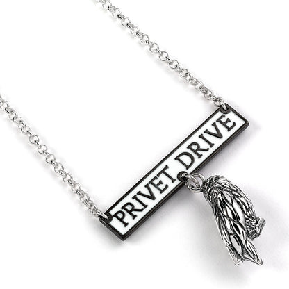 Privet Drive with Snowy Owl Necklace - Sterling Silver with Enamel