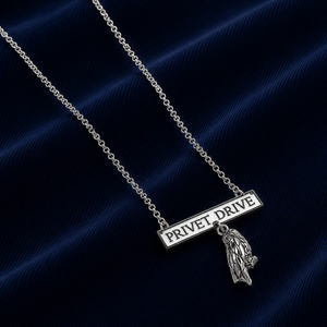 Privet Drive with Snowy Owl Necklace - Sterling Silver with Enamel