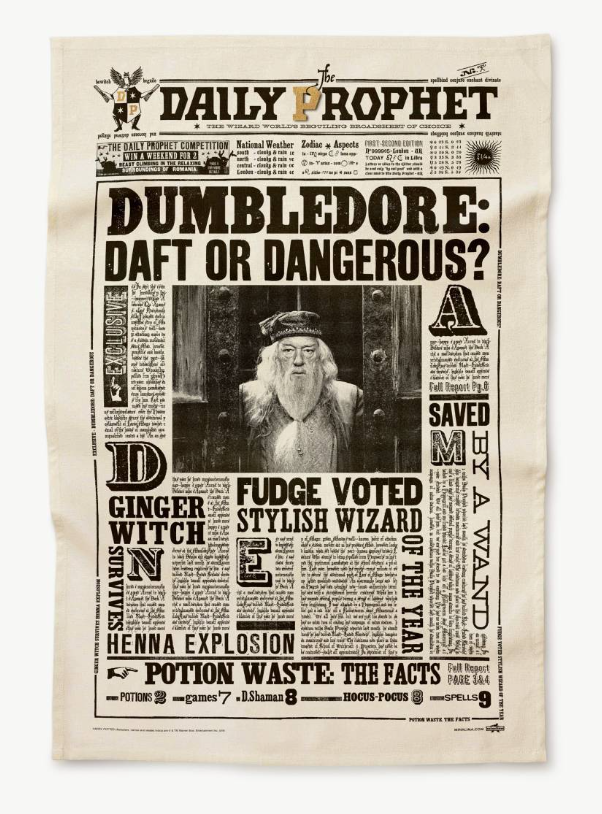 Dumbledore Daft or Dangerous? Tea Towel