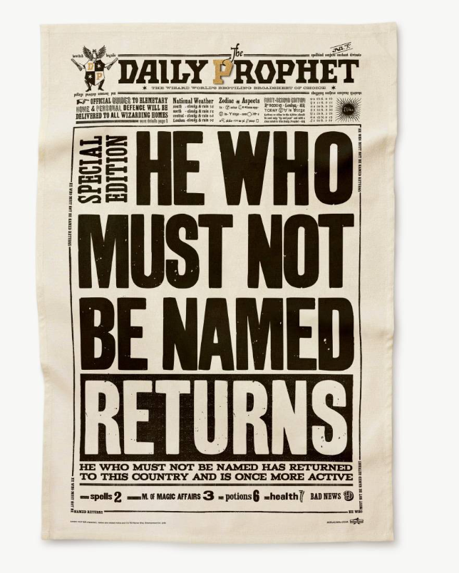 He Who Must Not Be Named Returns Tea Towel