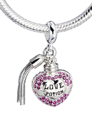Love Potion Slider Charm-  Sterling Silver Embellished with Crystals