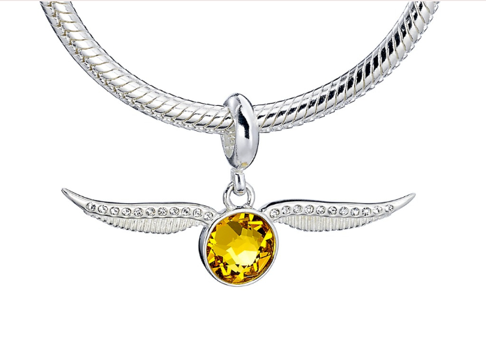 Golden Snitch Slider Charm - Sterling Silver Embellished with Crystal