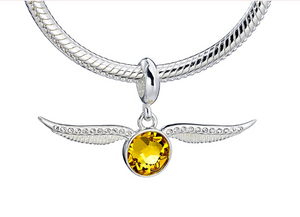 Golden Snitch Slider Charm - Sterling Silver Embellished with Crystal