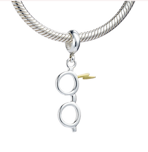 Harry Potter Glasses and Lightning Bolt Slider Charm - Sterling Silver