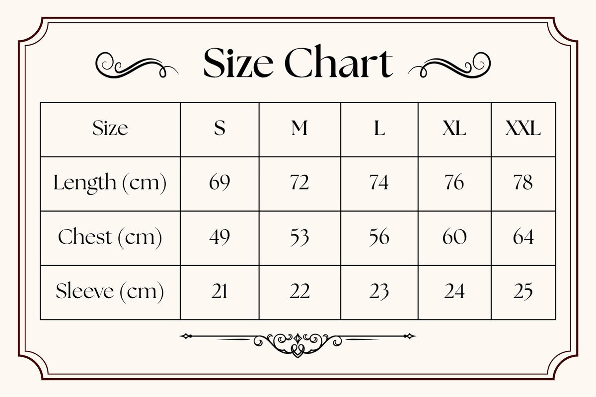 Size guide for Ravenclaw House - Raglan T-Shirt