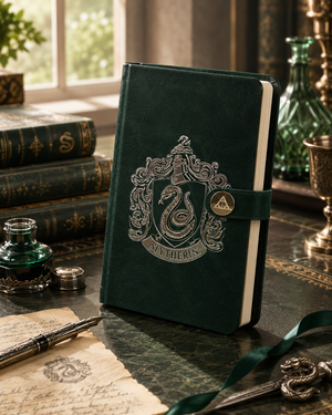 Slytherin Notebook with Deathly Hallows Clasp