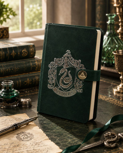 Slytherin Notebook with Deathly Hallows Clasp