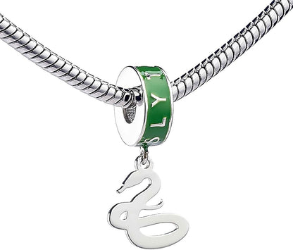 Slytherin Snake Slider Charm - Sterling Silver with Enamel