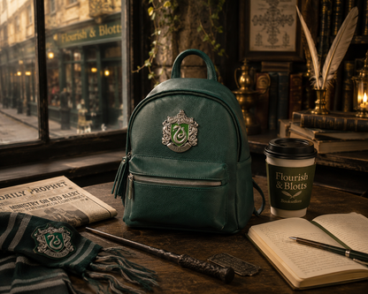 Slytherin Pebbled Leather Mini Backpack
