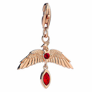 Sterling Silver Fawkes Rose Gold Plated Clip on charm with Crystals