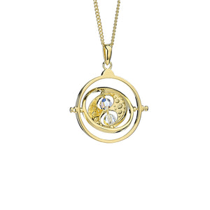 Gold Plated Sterling Silver Time Turner Necklace with Crystals