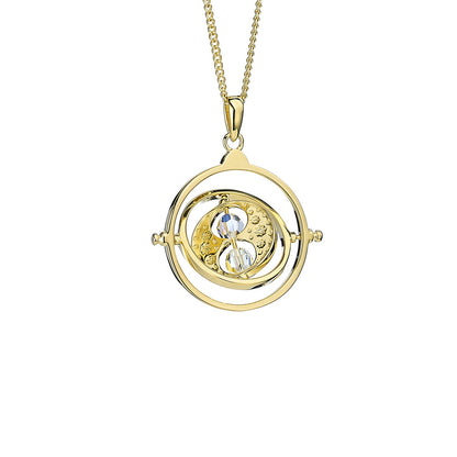 Gold Plated Sterling Silver Time Turner Necklace with Crystals